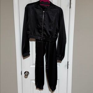 Papermoon Black Satin Jacket and Matching Pant
